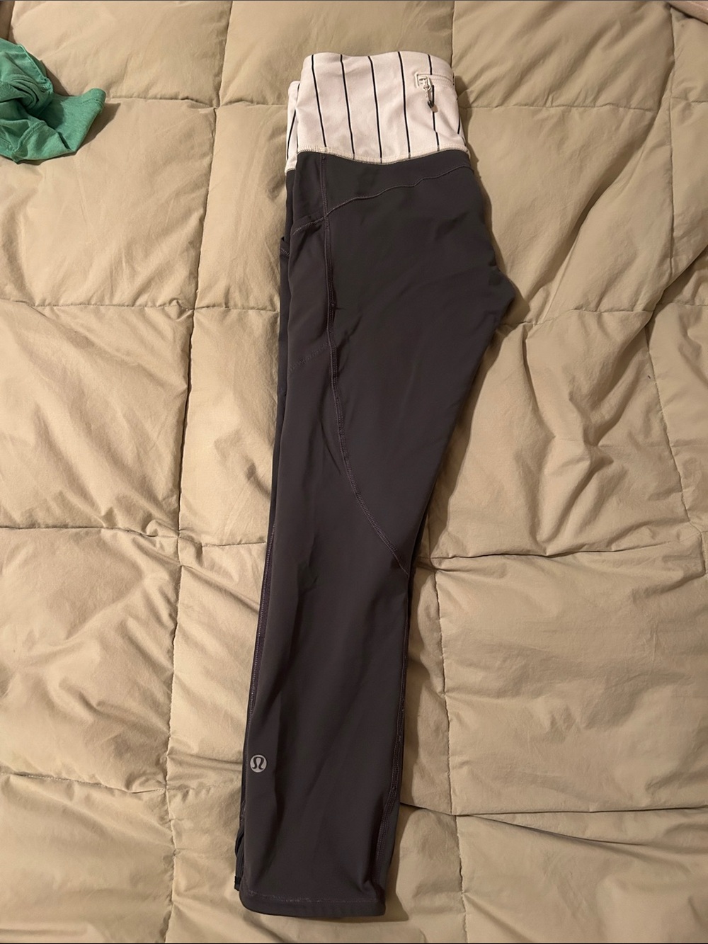 lululemon athletica Dark Grey Leggings with White Striped Waistband